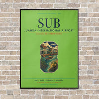 Thumbnail for Juanda International Airport Surabaya SUB vertical canvas print - framed - light green background