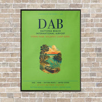 Thumbnail for Daytona Beach International Airport DAB vertical canvas print - framed - light green background