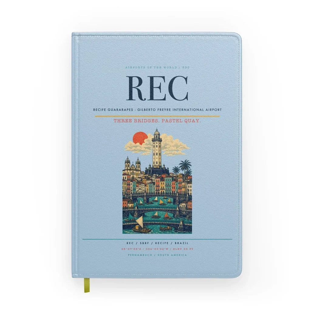 Recife Guararapes (REC) design on light blue notebook