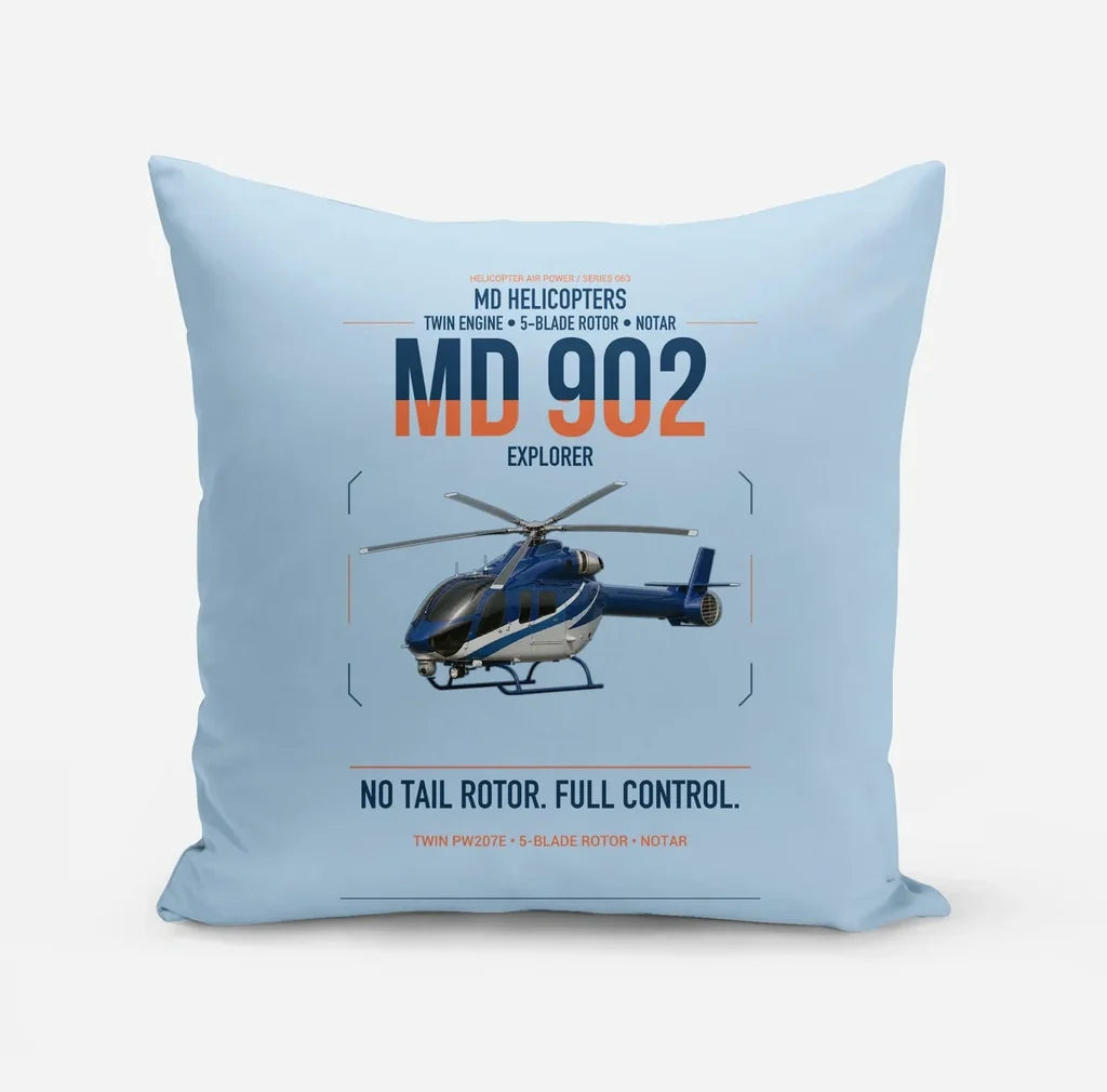 MD Helicopters MD 902 Explorer design on light blue pillow