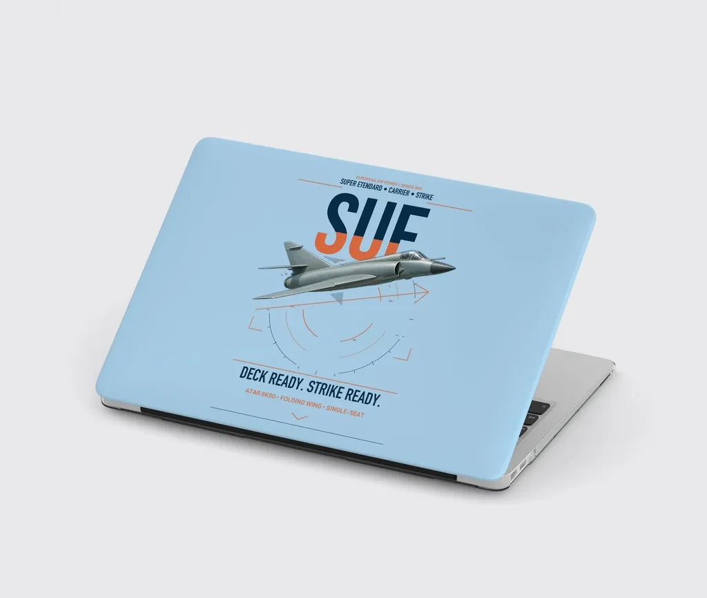Dassault Super Étendard design on light blue MacBook case