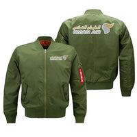 Thumbnail for Oman Airlines logo on green bomber jacket