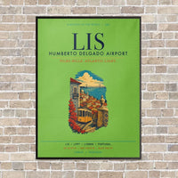 Thumbnail for Lisbon Humberto Delgado Airport LIS vertical canvas print - framed - light green background