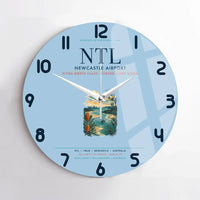 Thumbnail for Newcastle Airport (NTL) design on light blue no frame wall clock