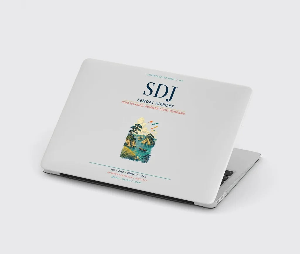 Sendai Airport (SDJ) design on light gray MacBook case