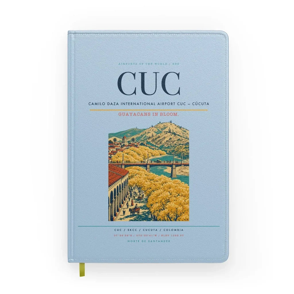 Camilo Daza International Airport (CUC) design on light blue notebook