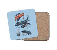 Thumbnail for How Planes Fly V2 design on light blue 1 piece coaster