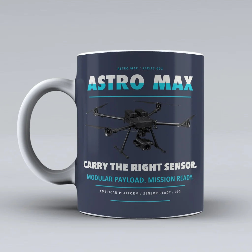 Astro Max Mug design on dark blue freefly