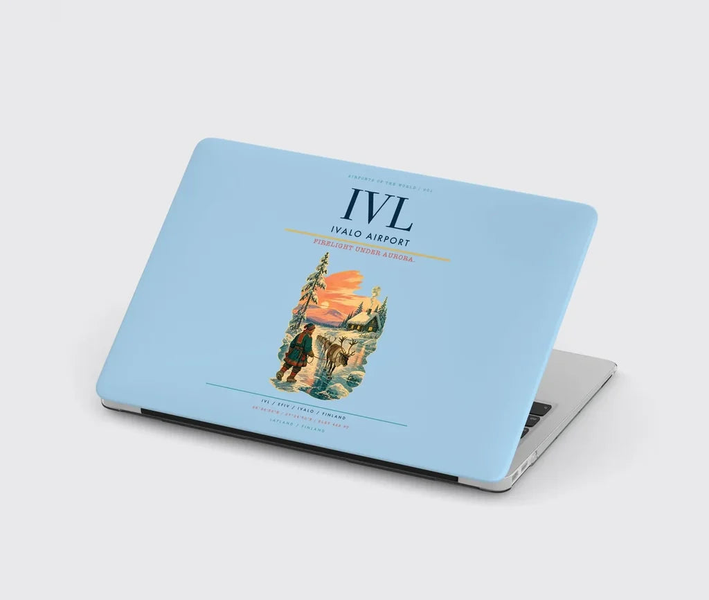 Ivalo Airport (IVL) design on light blue MacBook case