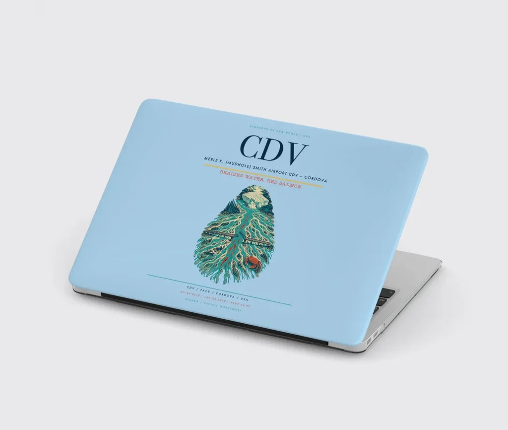 Merle K. (Mudhole) Smith Airport (CDV) design on light blue MacBook case