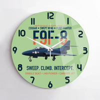 Thumbnail for F9F-8 Cougar Swept Wing Carrier Fighter design on light green no frame wall clock