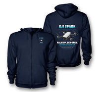 Thumbnail for DJI Spark design on navy blue zipped hoodie
