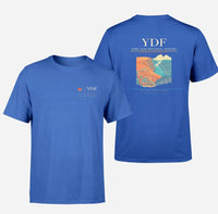 Thumbnail for Deer Lake Regional Airport (YDF) design printed on blue double-side t-shirt
