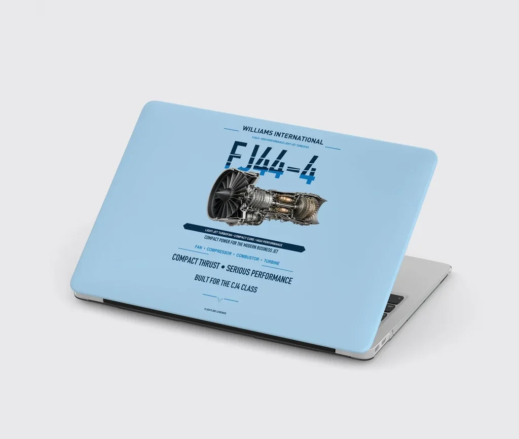 FJ44-4 design on light blue MacBook case
