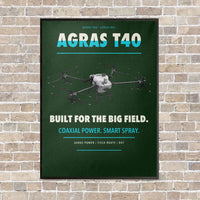 Thumbnail for DJI Agras T40 vertical canvas print - framed - dark green background