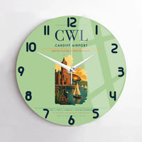 Thumbnail for Cardiff Airport (CWL) design on light green no frame wall clock