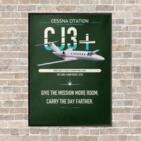 Thumbnail for Cessna Citation CJ3+ vertical canvas print - framed - dark green background