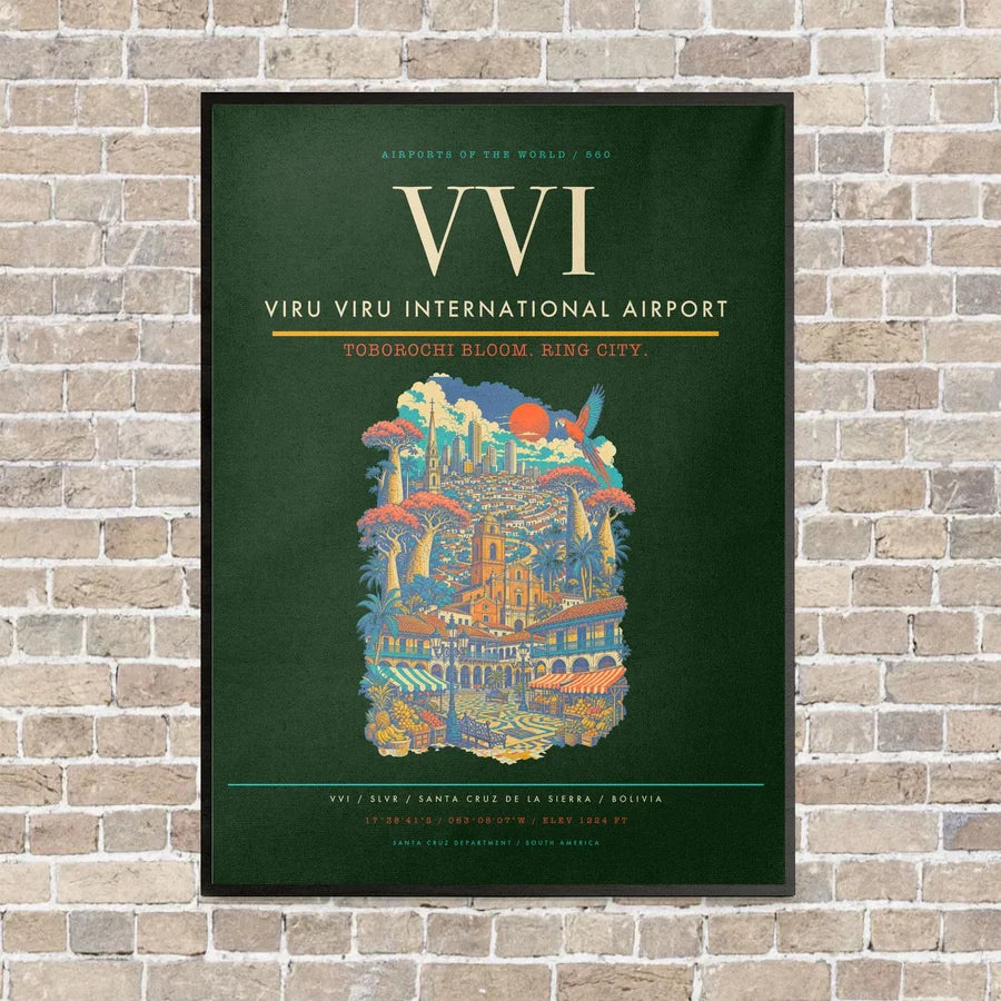 Viru Viru International Airport VVI - Canvas Framed - Dark Green