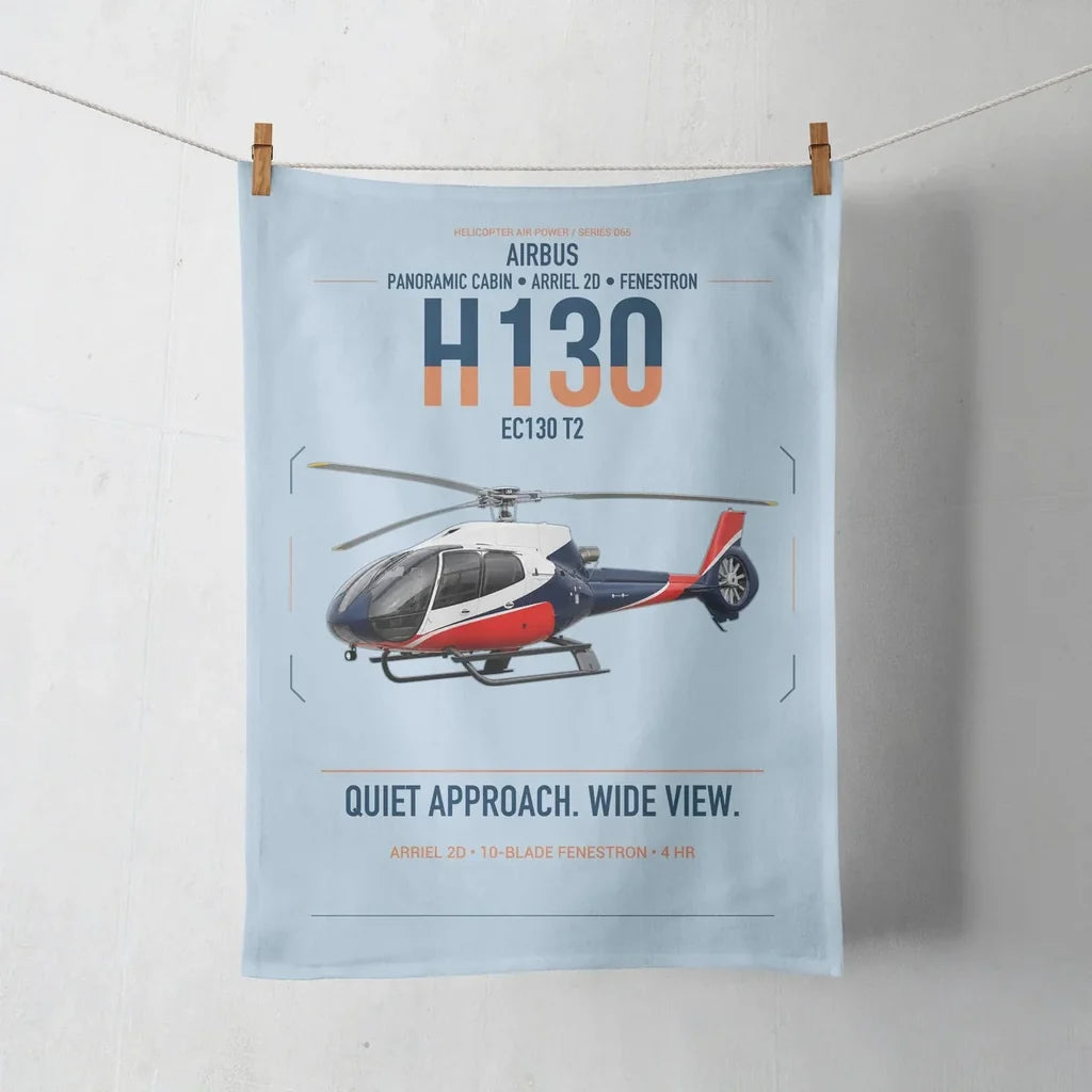 Airbus H130 design on light blue towel