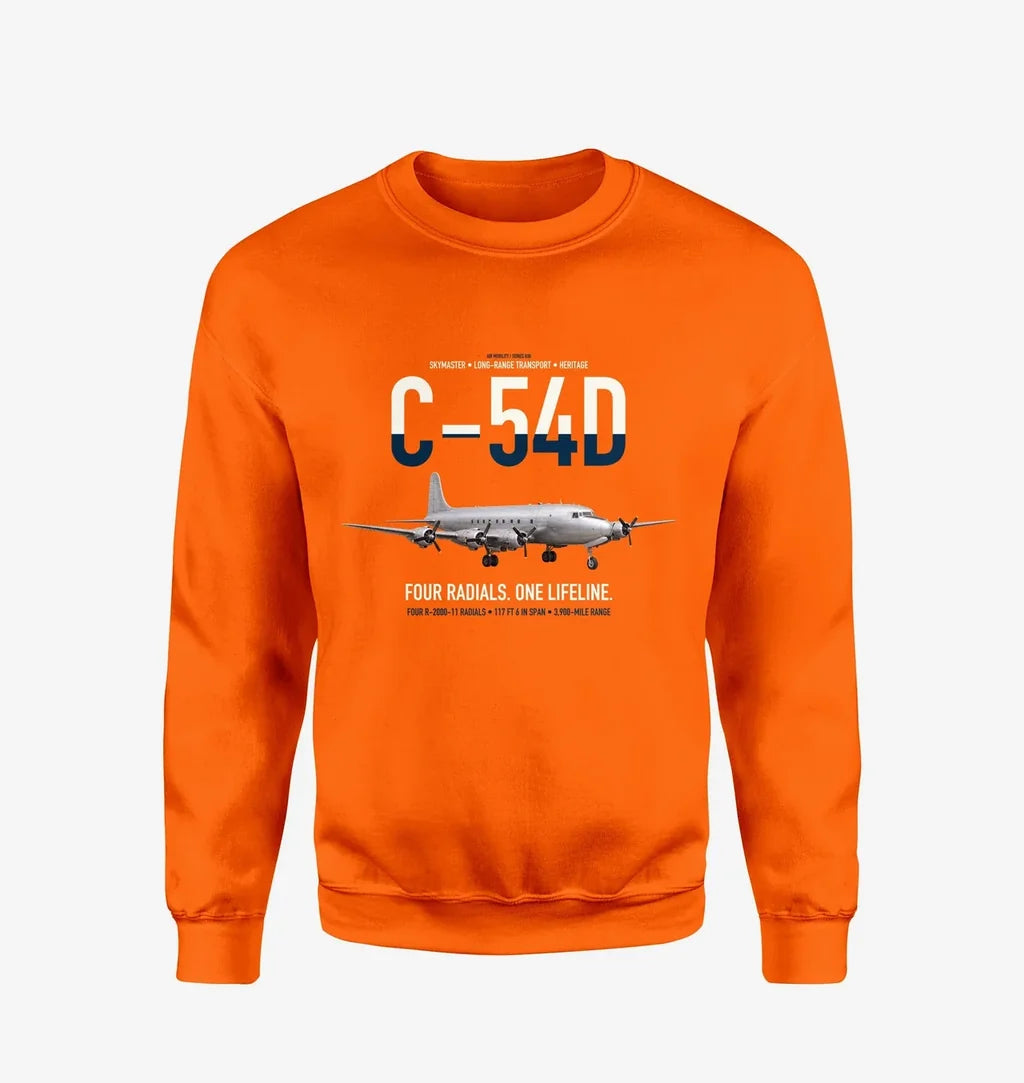 C-54D Skymaster design on orange sweatshirt