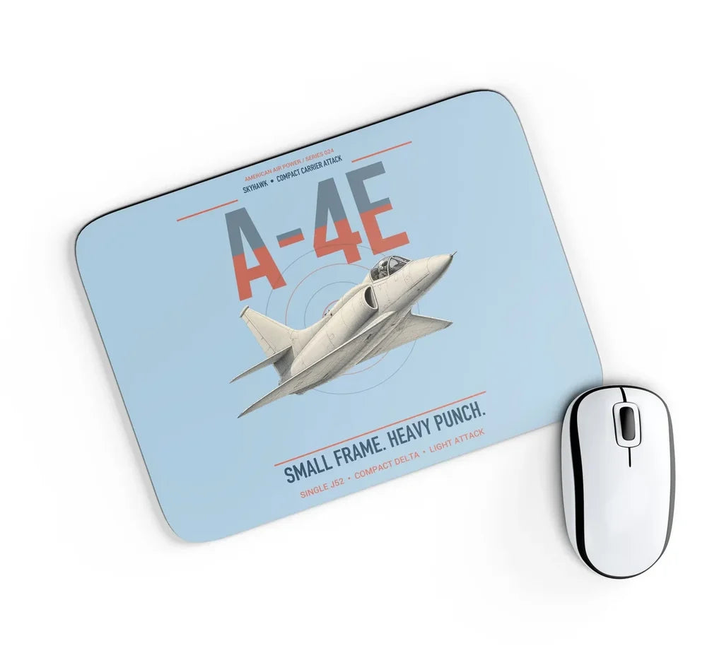 A-4E Skyhawk design on light blue rectangle mouse pad