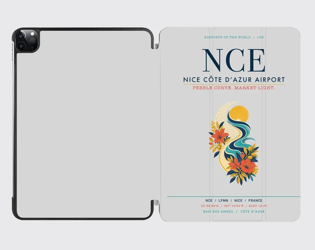 Nice Côte d’Azur Airport (NCE) design on light gray ipad tablet case