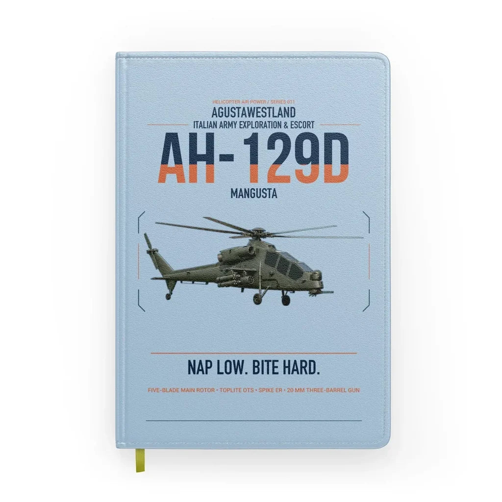 AgustaWestland AH-129D Mangusta design on light blue notebook