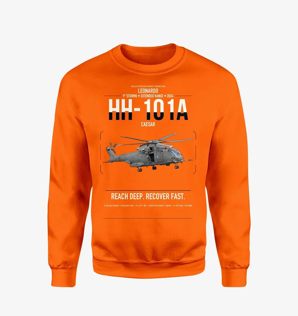 Leonardo HH-101A Caesar design on orange sweatshirt