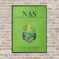 Thumbnail for Lynden Pindling International Airport Nassau NAS vertical canvas print - framed - light green background