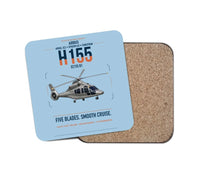 Thumbnail for Airbus H155 EC155 B1 design on light blue 1 piece coaster