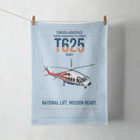 Thumbnail for Turkish Aerospace T625 Gökbey design on light blue towel