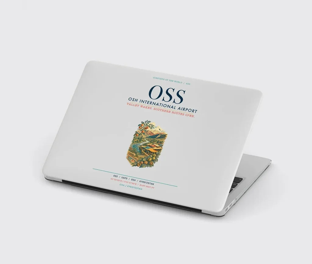 Osh International Airport (OSS) design on light gray MacBook case