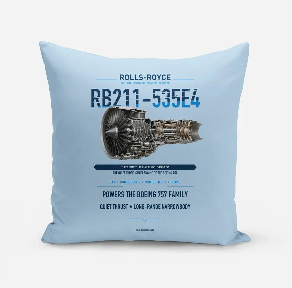RB211-535E4 design on light blue pillow