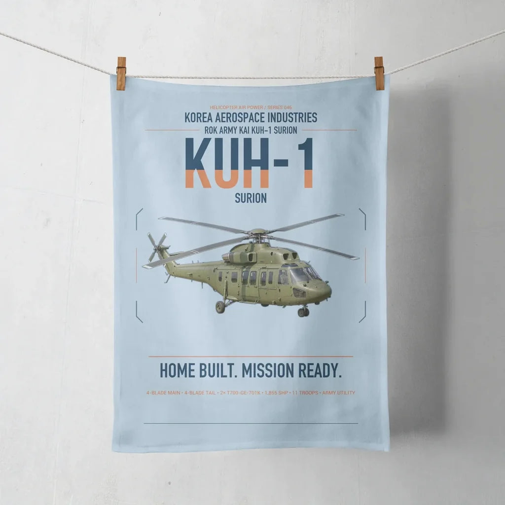 Korea Aerospace Industries KUH-1 Surion design on light blue towel