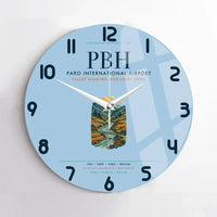 Thumbnail for Paro International Airport (PBH) design on light blue no frame wall clock