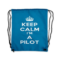 Thumbnail for Keep Calm I'm A Pilot Drawstring Bag - view 5