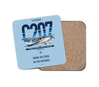 Thumbnail for Cessna T207A Stationair 8 design on light blue 1 piece coaster
