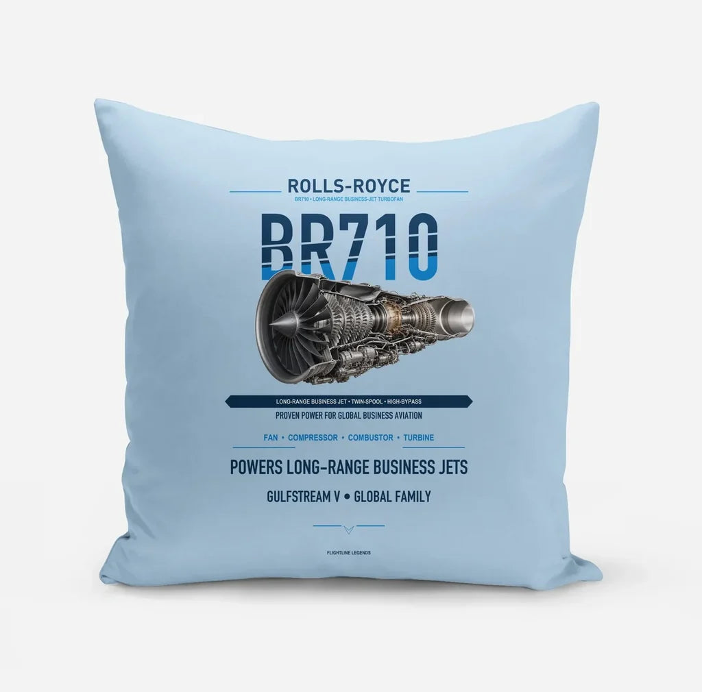 BR710 design on light blue pillow