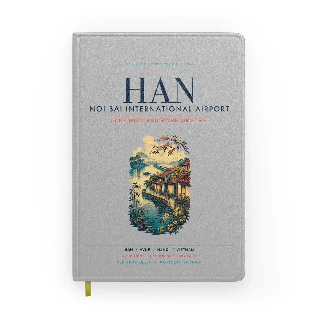Noi Bai International Airport Hanoi (HAN) design on light gray notebook