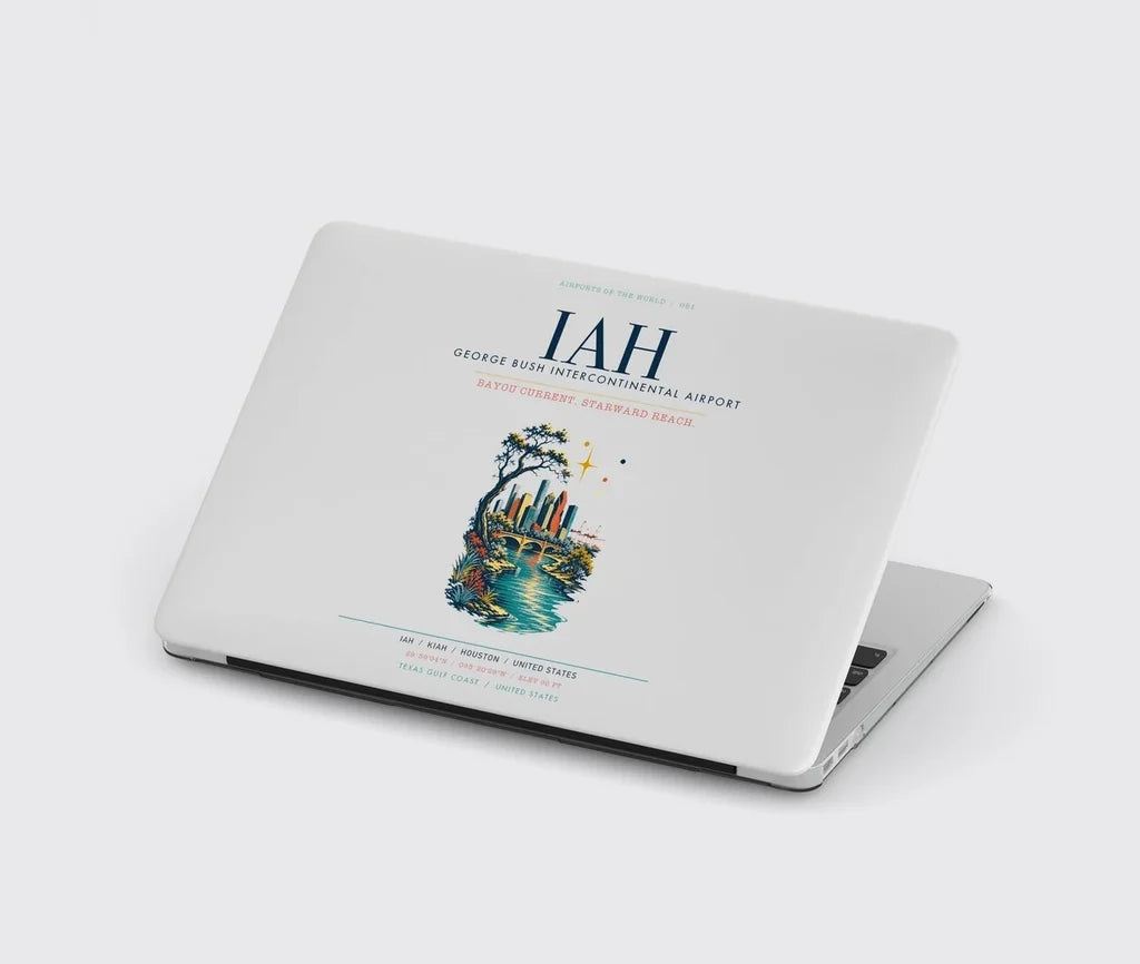 Houston George Bush Intercontinental Airport (IAH) design on light gray MacBook case