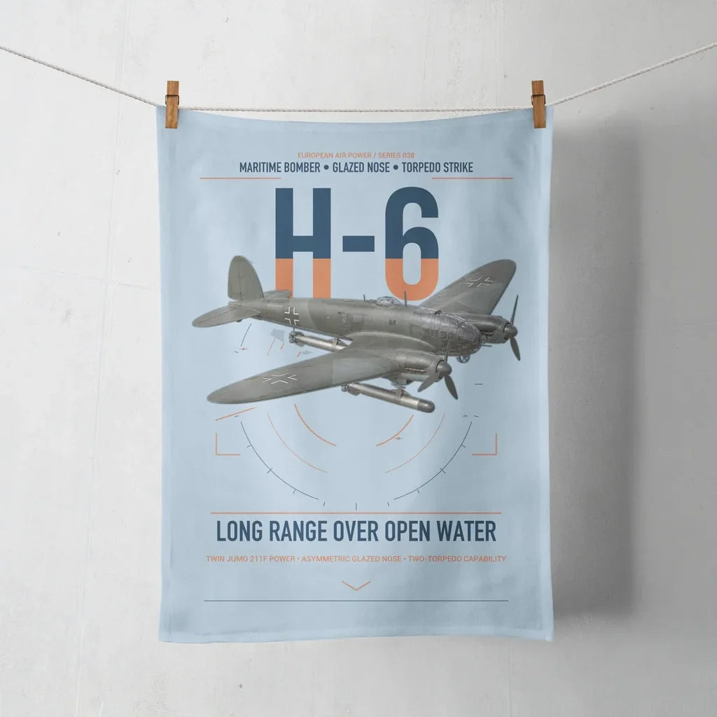 Heinkel He 111H-6 design on light blue towel