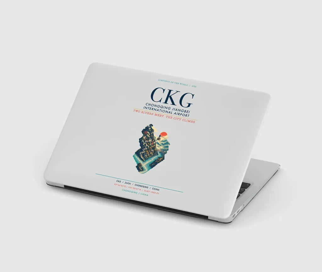Chongqing Jiangbei International Airport (CKG) design on light gray MacBook case