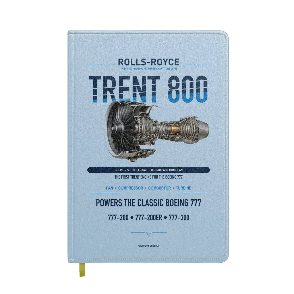 TRENT 800 design on light blue notebook