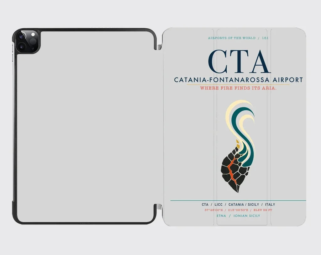 Catania-Fontanarossa Airport (CTA) design on light gray ipad tablet case