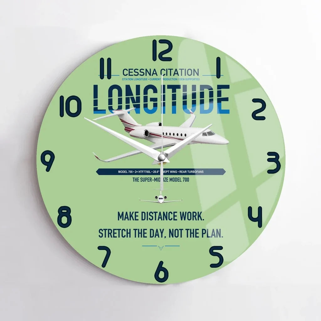 Cessna Citation Longitude design on light green no frame wall clock
