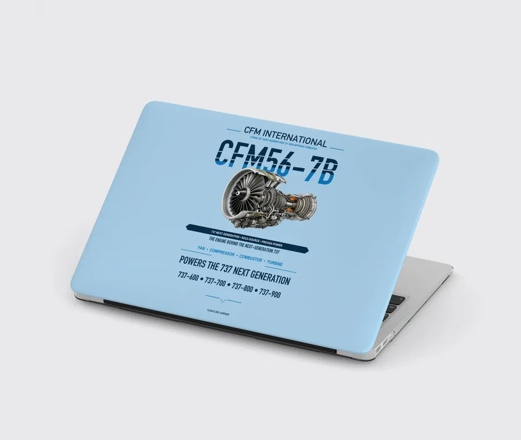 CFM56-7B design on light blue MacBook case
