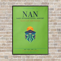 Thumbnail for Nadi International Airport NAN vertical canvas print - framed - light green background