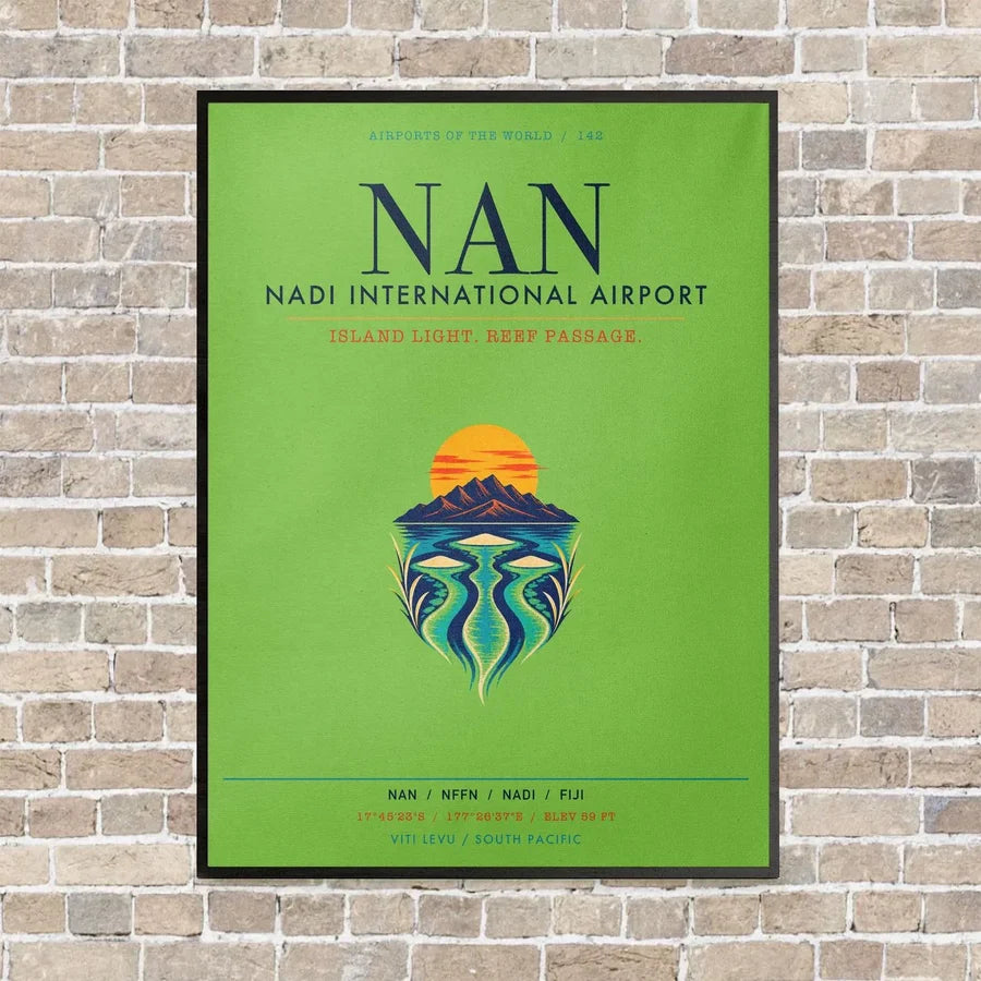Nadi International Airport NAN vertical canvas print - framed - light green background