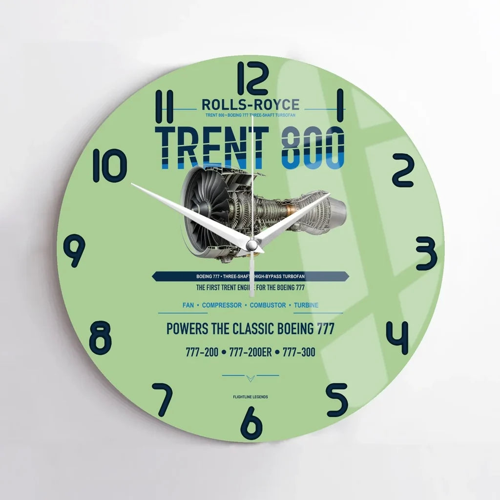 TRENT 800 design on light green no frame wall clock