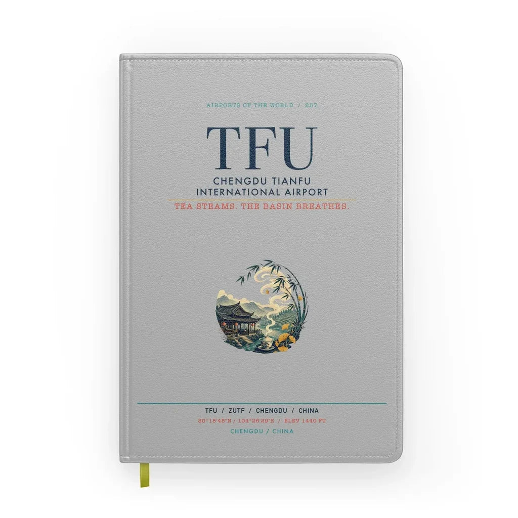 Chengdu Tianfu International Airport (TFU) design on light gray notebook